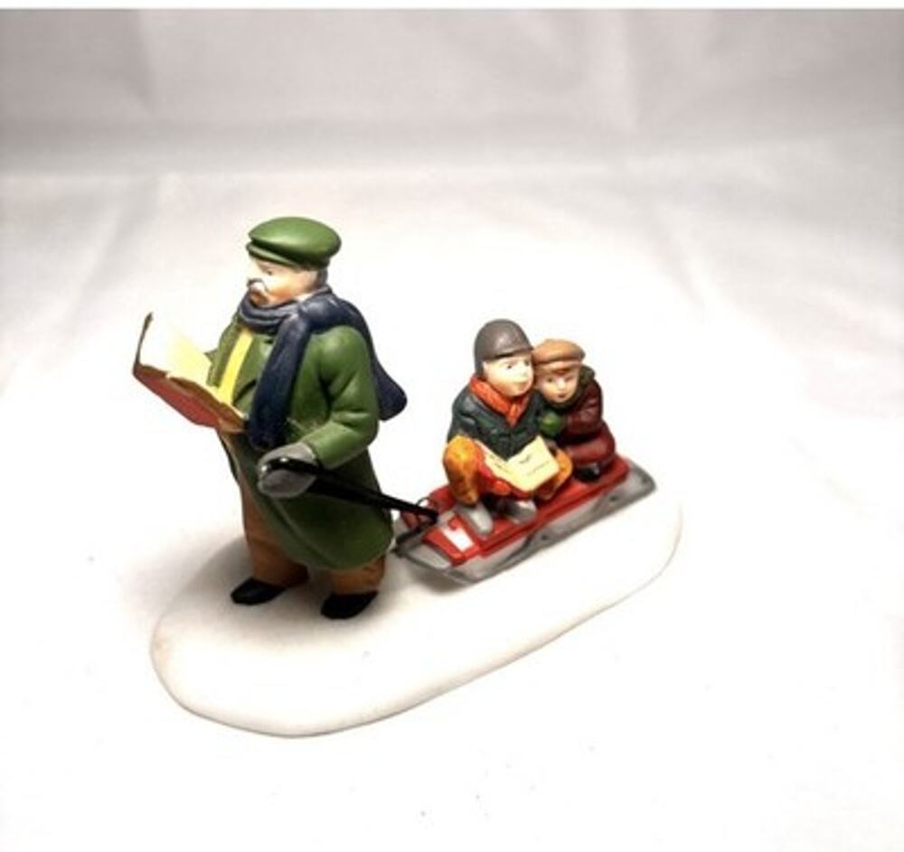 Dept 56 Heritage Village Carolers Sled Christmas Figurine 3.5” Vintage Taiwan